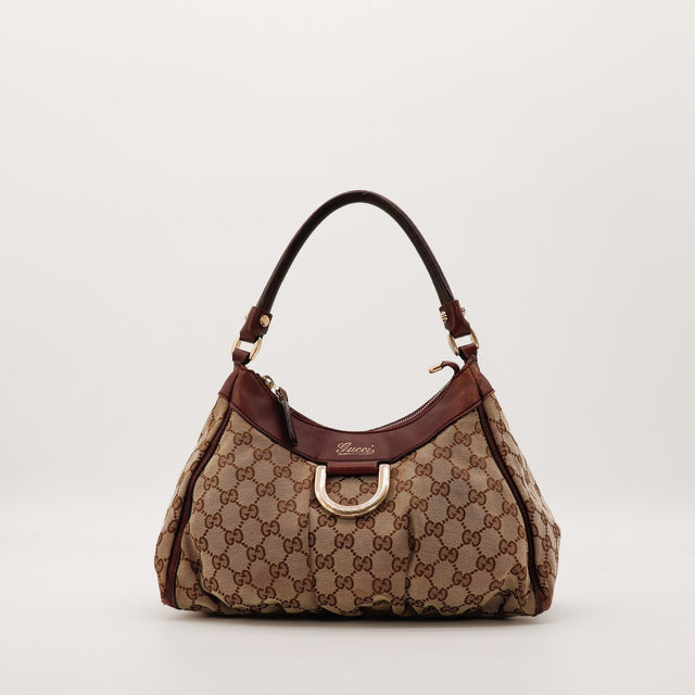 Sac Gucci Hobo toile monogrammée vue de face occasion authentique — AMANA Vintage