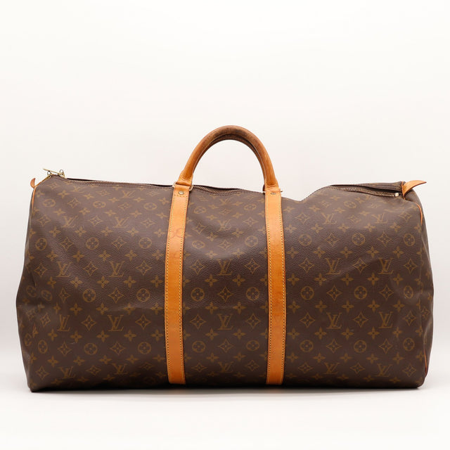 Sac de voyage Louis Vuitton Keepall 55 toile Monogram vue de face occasion authentique — AMANA Vintage