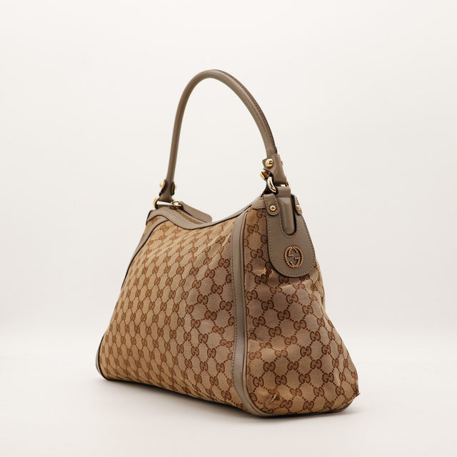 Sac Gucci Hobo cuir et toile détail latéral occasion authentique — AMANA Vintage