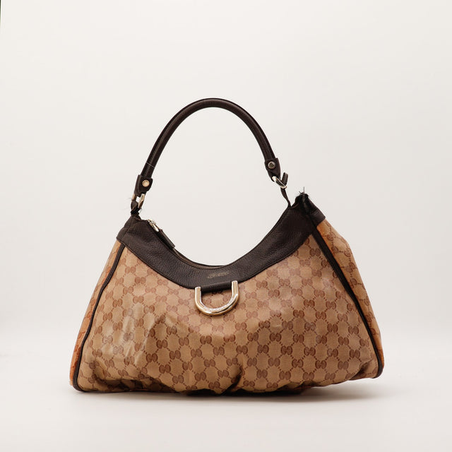 Sac Gucci Hobo D-Ring toile monogrammée vue de face occasion authentique — AMANA Vintage
