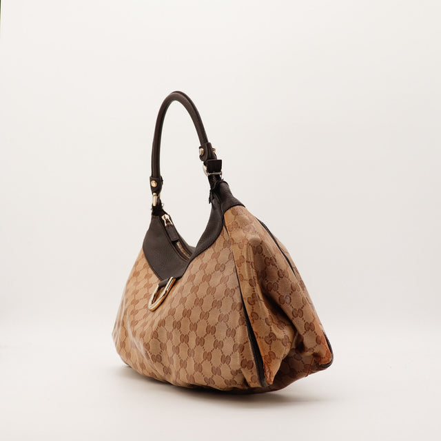 Sac Gucci Hobo D-Ring profil cuir marron occasion authentique — AMANA Vintage