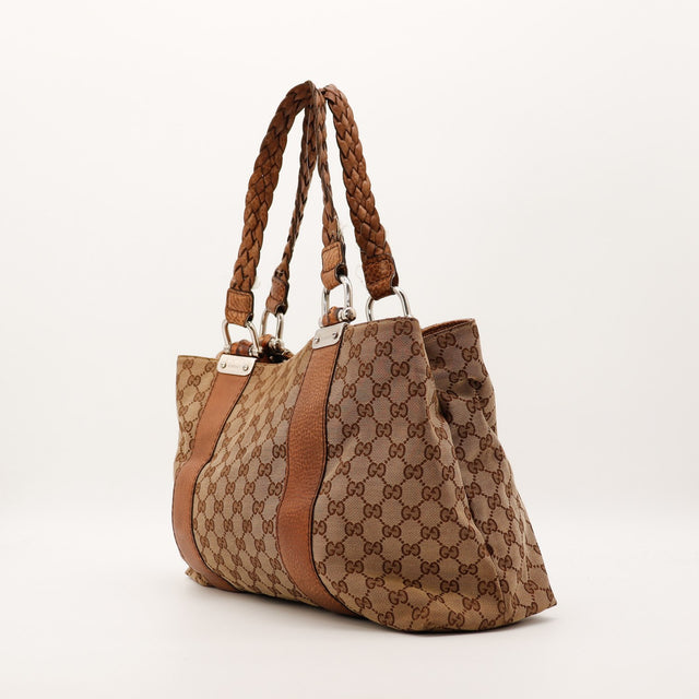 Sac Gucci Tote Bag Bamboo profil anses tressées occasion authentique — AMANA Vintage