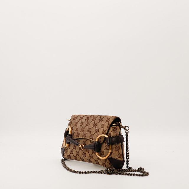 Sac Gucci Horsebit Chain vue de trois quarts chaîne bandoulière occasion authentique — AMANA Vintage