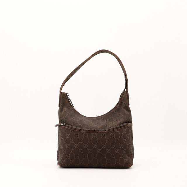 Sac Gucci Hobo toile monogrammée marron vue de face occasion authentique — AMANA Vintage