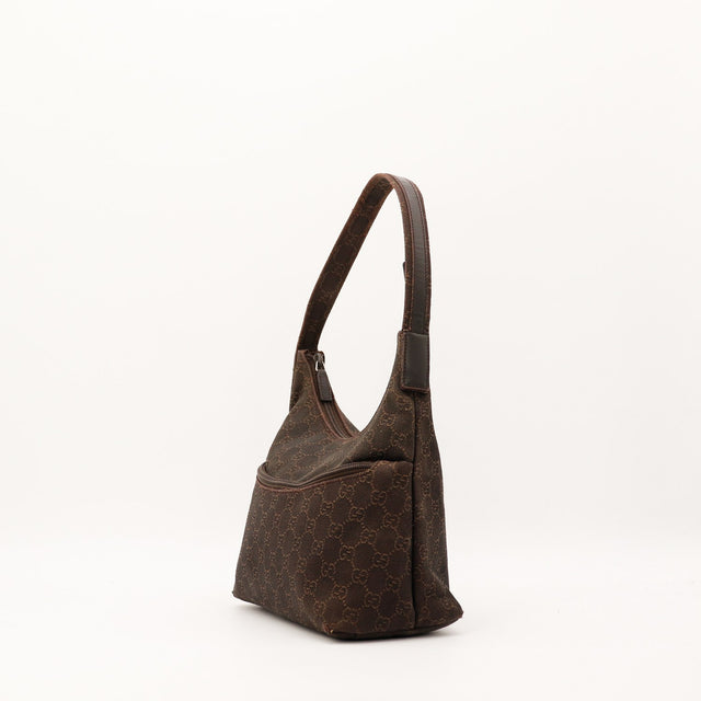 Sac Gucci Hobo toile monogrammée vue de profil occasion authentique — AMANA Vintage