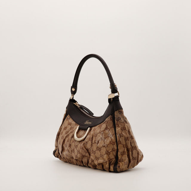Sac Gucci Hobo toile monogrammée vue de trois quarts occasion authentique — AMANA Vintage
