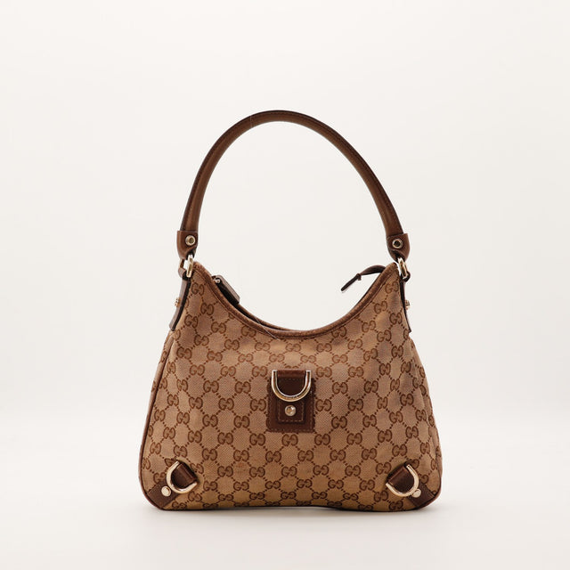 Sac Gucci Hobo toile monogrammée marron vue de face occasion authentique — AMANA Vintage