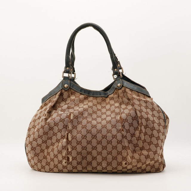 Sac Gucci Sukey toile beige vue arrière occasion authentique — AMANA Vintage