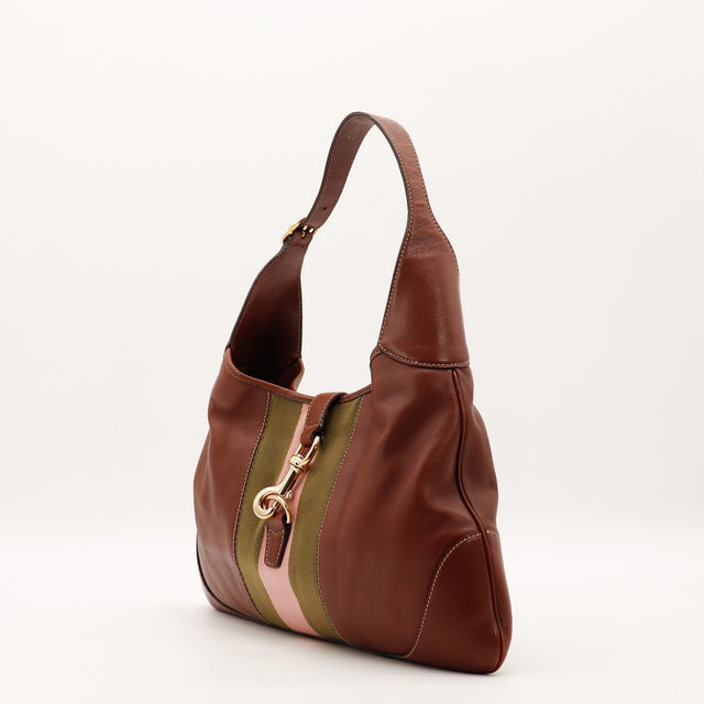 Vue de dos Gucci Hobo Web cuir lisse marron cognac occasion authentique — AMANA Vintage