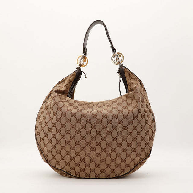 Sac Gucci Hobo Interlocking G vue arrière toile monogrammée occasion authentique — AMANA Vintage