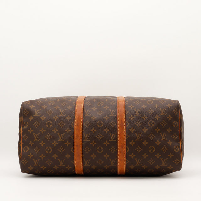 Louis Vuitton Keepall 50 vue de dessous sangles cuir occasion authentique — AMANA Vintage