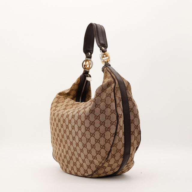 Sac Gucci Hobo Interlocking G profil opposé silhouette souple occasion authentique — AMANA Vintage