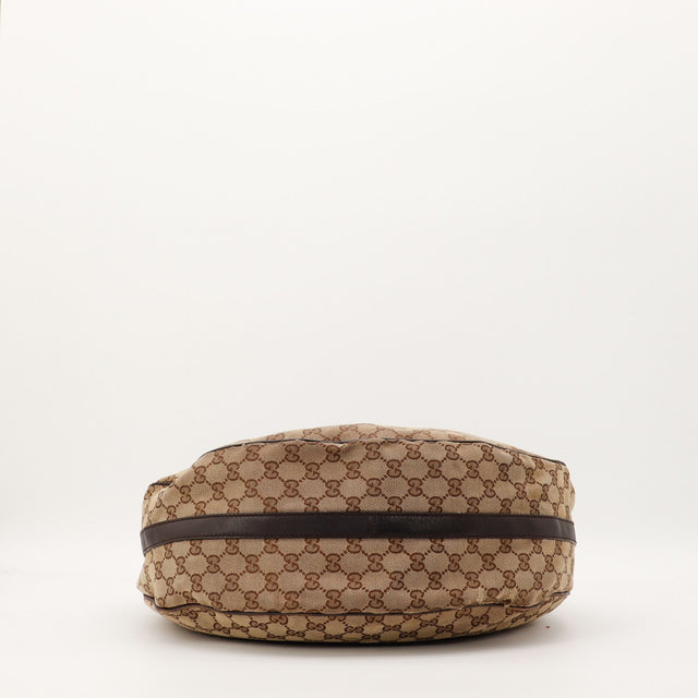Détail fond du sac Gucci Hobo Interlocking G toile monogrammée occasion authentique — AMANA Vintage