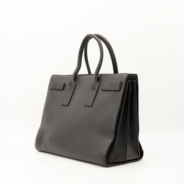 Saint Laurent Sac de Jour noir vue trois quarts côté gauche occasion — AMANA Vintage