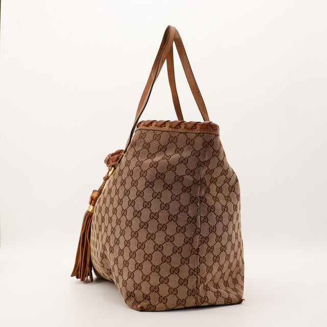Sac Gucci Tote Bag Bamboo vue de profil occasion authentique — AMANA Vintage