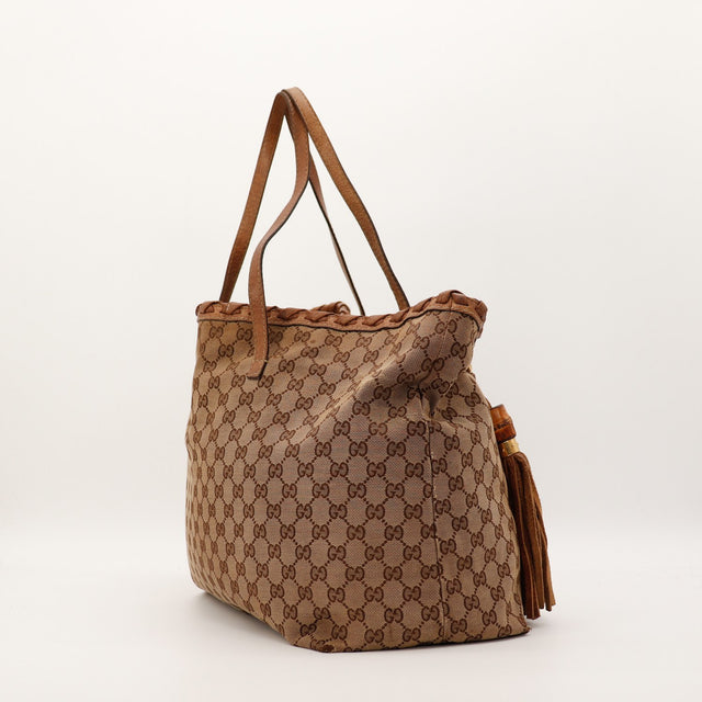 Sac Gucci Tote Bag Bamboo vue laterale occasion authentique — AMANA Vintage