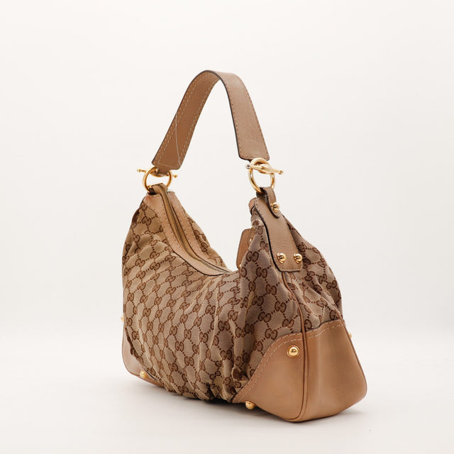 Sac Gucci Hobo toile monogrammée profil et anse occasion authentique — AMANA Vintage