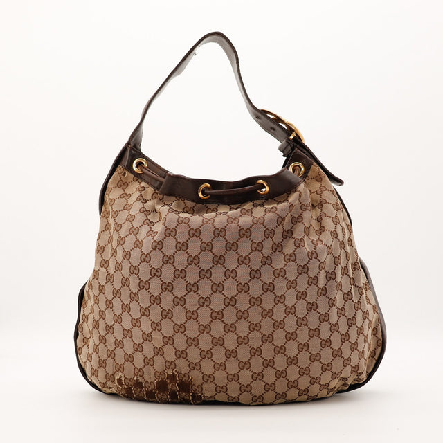 Sac Gucci Hobo GG toile monogrammée vue de face occasion authentique — AMANA Vintage