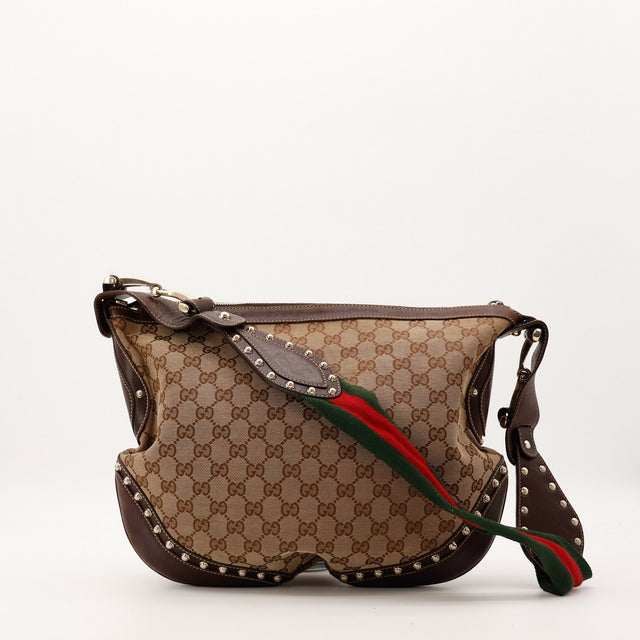 Sac Gucci Hobo Web toile monogrammée vue de face occasion authentique — AMANA Vintage