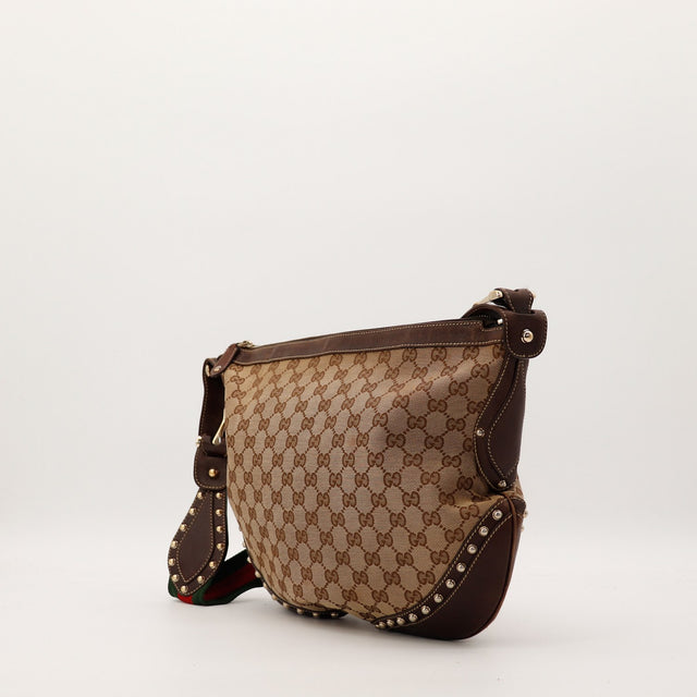 Sac Gucci Hobo Web silhouette souple vue de profil occasion authentique — AMANA Vintage