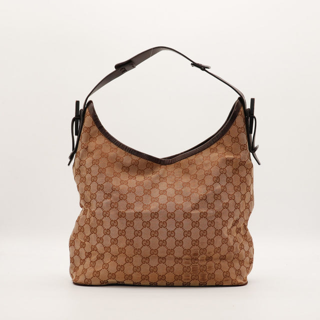 Sac Gucci Hobo toile monogrammée vue de face détaillée occasion authentique — AMANA Vintage