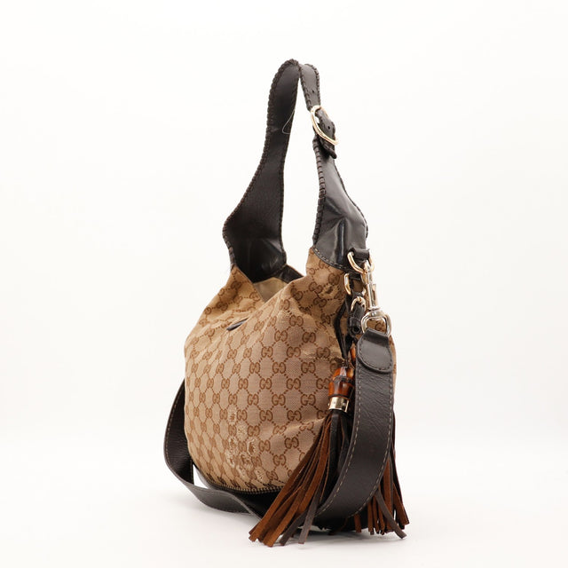 Détail profil Gucci New Jackie toile monogrammée occasion authentique — AMANA Vintage