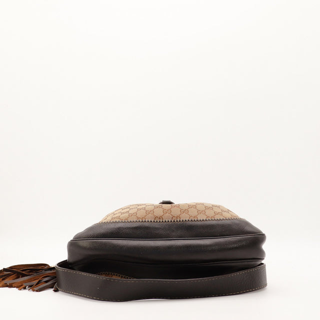 Détail base cuir marron Gucci New Jackie occasion authentique — AMANA Vintage