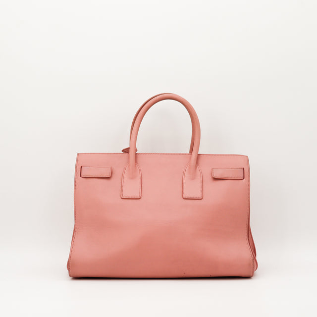 Sac Saint Laurent Sac de Jour Grand rose poudre vue arriere occasion authentique — AMANA Vintage