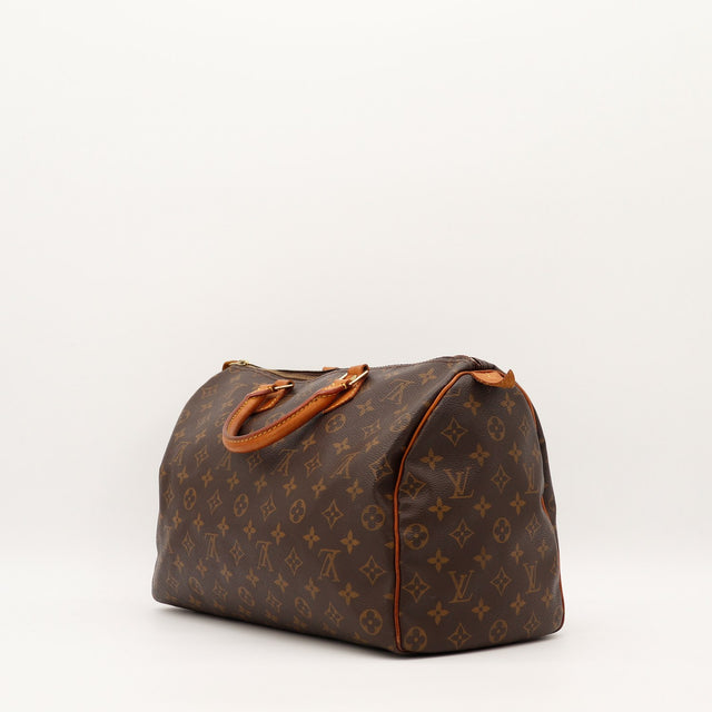 Vue trois quarts arrière Louis Vuitton Speedy 35 Toile Monogramme — AMANA Vintage