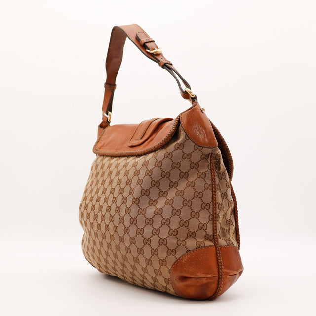 Sac Gucci Hobo profil cuir et toile monogrammée occasion authentique — AMANA Vintage