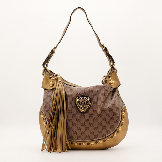 Sac Gucci Hobo Babouska toile monogrammée bronze vue de face occasion authentique — AMANA Vintage