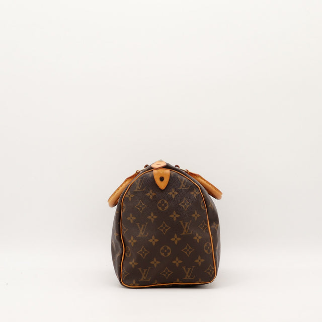 Profil droit Louis Vuitton Speedy 30 monogram vue latérale occasion — AMANA Vintage