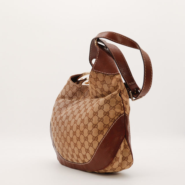 Sac Gucci Hobo toile monogrammée vue de côté occasion authentique — AMANA Vintage