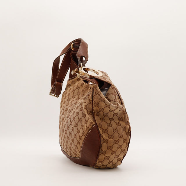 Sac Gucci Hobo profil cuir marron occasion authentique — AMANA Vintage