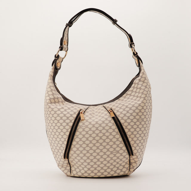 Sac Céline Hobo Macadam toile beige vue de face occasion authentique — AMANA Vintage