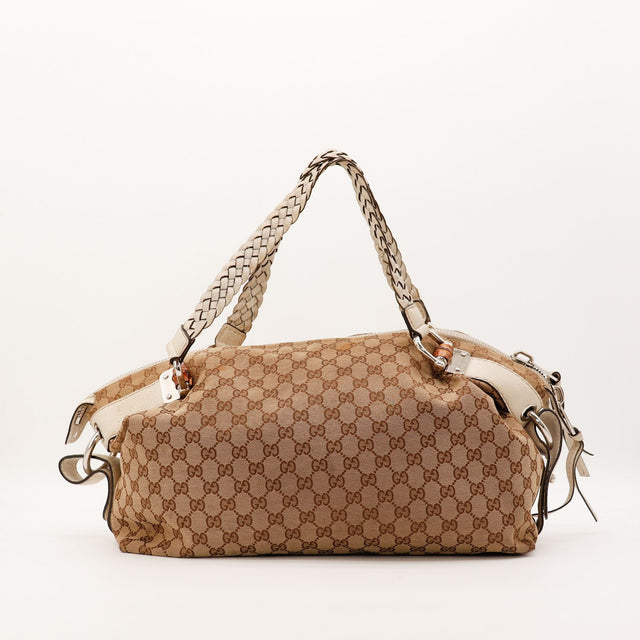 Sac Gucci Hobo Bamboo vue de dos toile monogrammée occasion authentique — AMANA Vintage