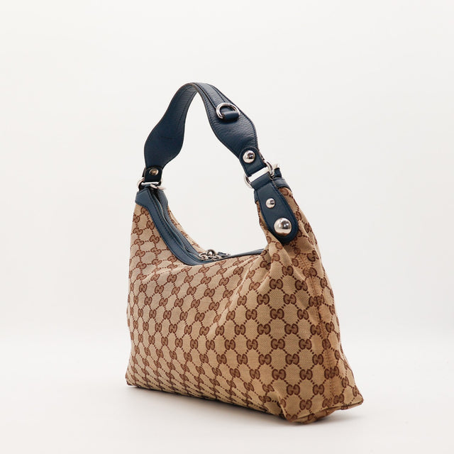 Sac Gucci Hobo profil anse cuir bleu marine occasion authentique — AMANA Vintage