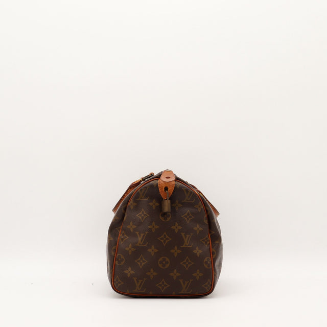 Speedy 35 Louis Vuitton vue de côté profil droit Toile Monogramme — AMANA Vintage