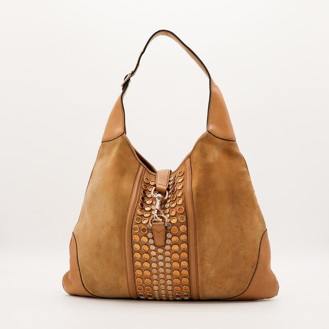 Sac Gucci Jackie daim camel vue de face occasion authentique — AMANA Vintage