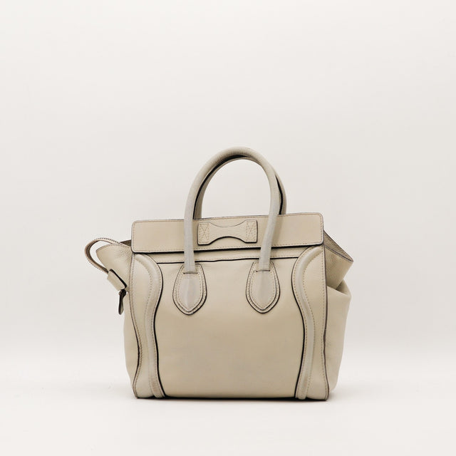 Céline Luggage Mini gris vue de dos rabat fermeture — AMANA Vintage