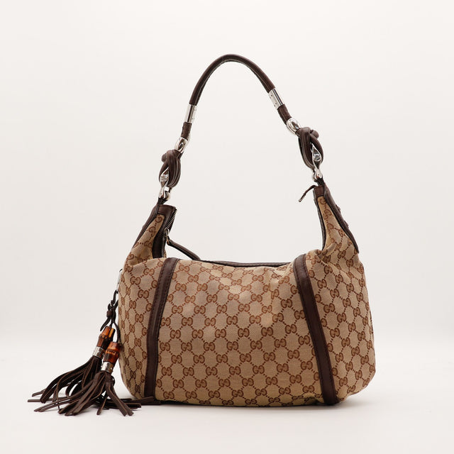 Sac Gucci Hobo Bamboo vue arrière toile monogrammée occasion authentique — AMANA Vintage