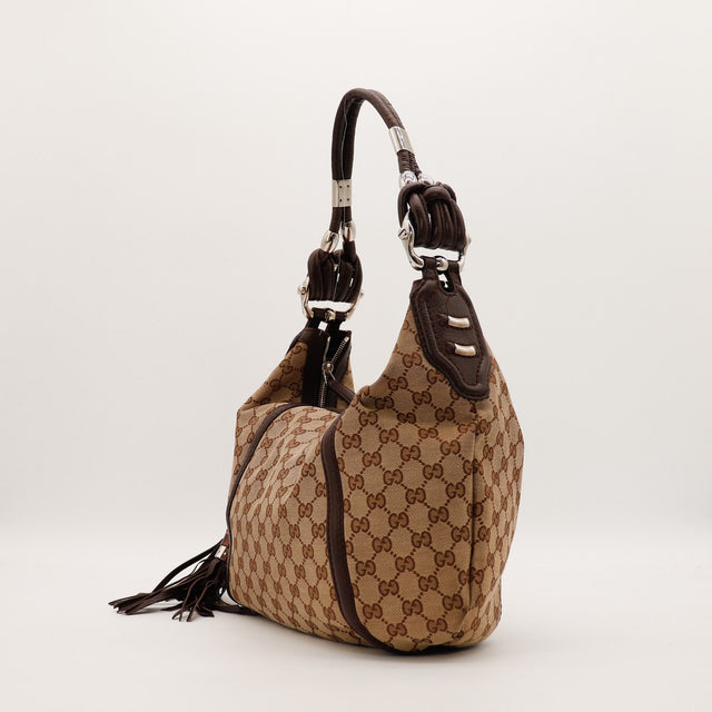 Sac Gucci Hobo Bamboo vue de côté silhouette souple occasion authentique — AMANA Vintage