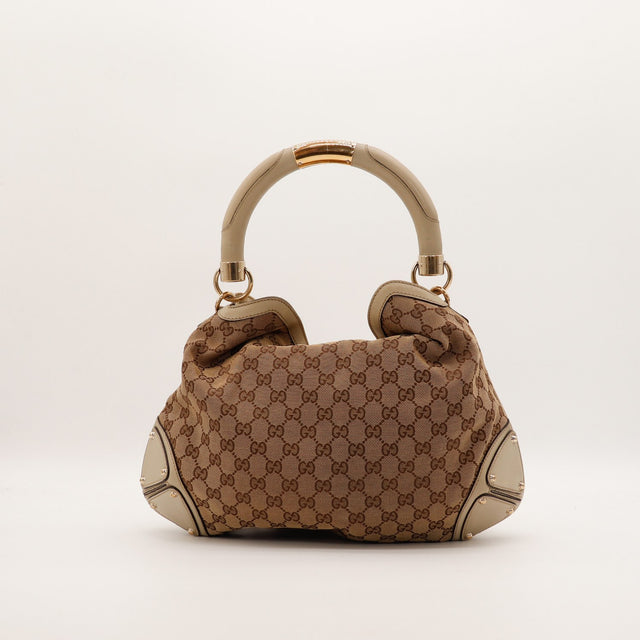 Sac Gucci Indy Hobo vue arrière toile monogrammée occasion authentique — AMANA Vintage