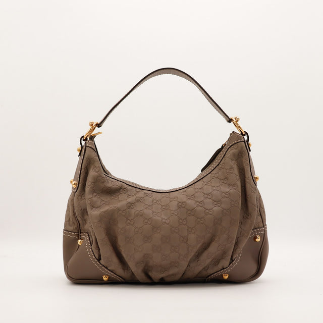 Sac Gucci Hobo cuir Guccissima taupe vue arrière occasion authentique — AMANA Vintage
