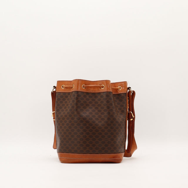 Sac seau Céline Macadam vue de face dos cuir cognac — AMANA Vintage