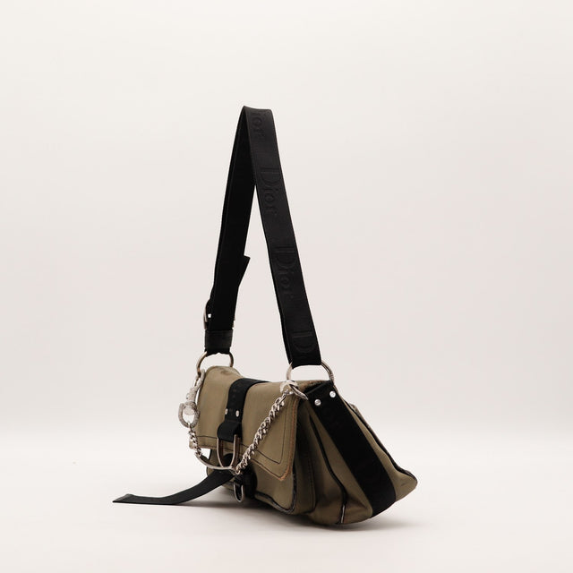 Sac Christian Dior Hardcore vue de dos toile kaki occasion authentique — AMANA Vintage