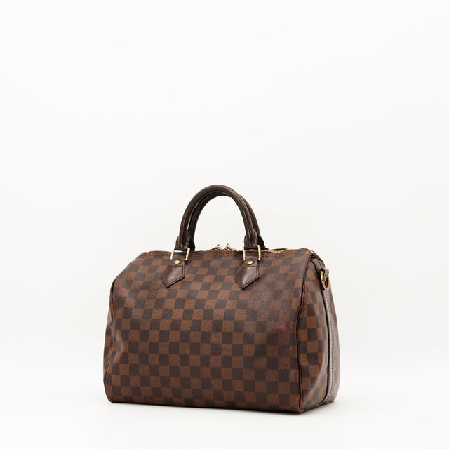 Sac Louis Vuitton Speedy Bandoulière 30 Damier Ebene vue de trois quarts — AMANA Vintage