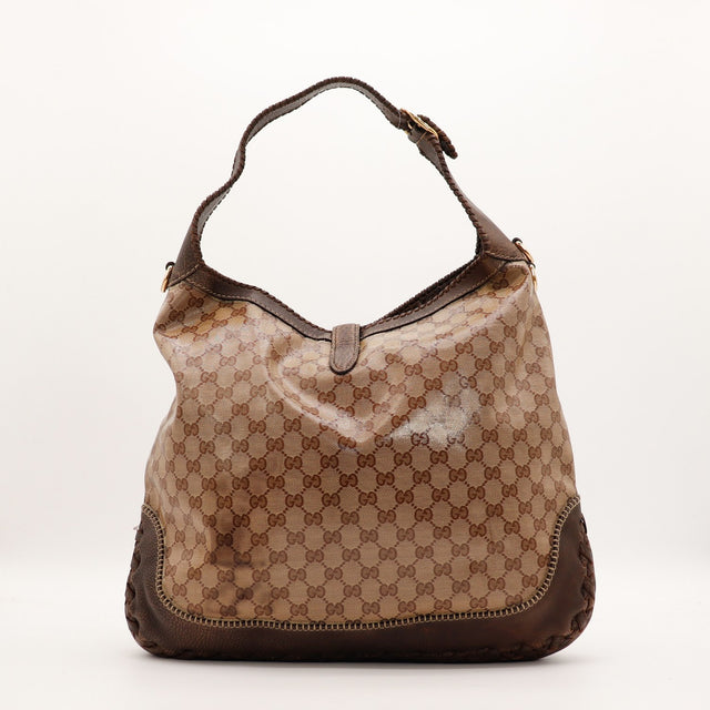 Sac Gucci New Jackie toile enduite vue de face détail occasion authentique — AMANA Vintage