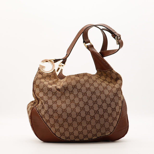 Sac Gucci Hobo toile monogrammée marron vue de face occasion authentique — AMANA Vintage