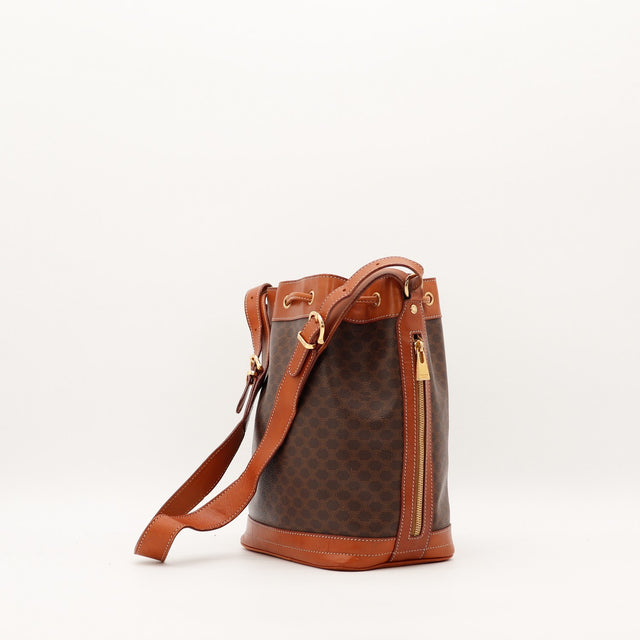 Vue de côté Céline Seau Macadam zip latéral dorure Céline Paris vintage — AMANA Vintage